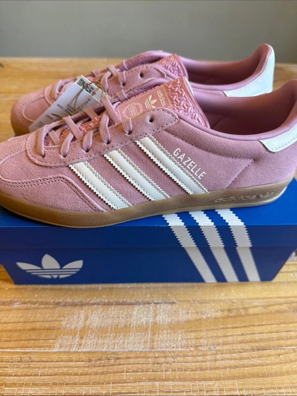 adidas Gazelle Women's Pink Suede Sneakers with White Stripes JS1395